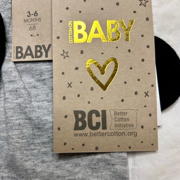 NORDSTROM/COTTON BABY Frankie Pant Light Gray Marle w/3D Ears Unisex 3-6M✨NWT✨ - Picture 4 of 9